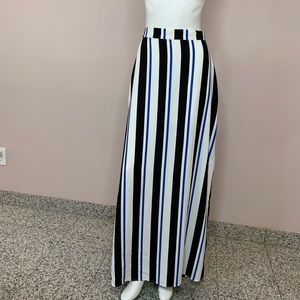Striped long high waisted maxi skirt